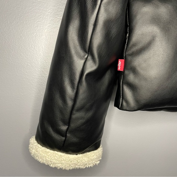Levi's | Breanna Faux Leather Puffer Jacket with Sherpa Lined Collar - Picture 12 of 16